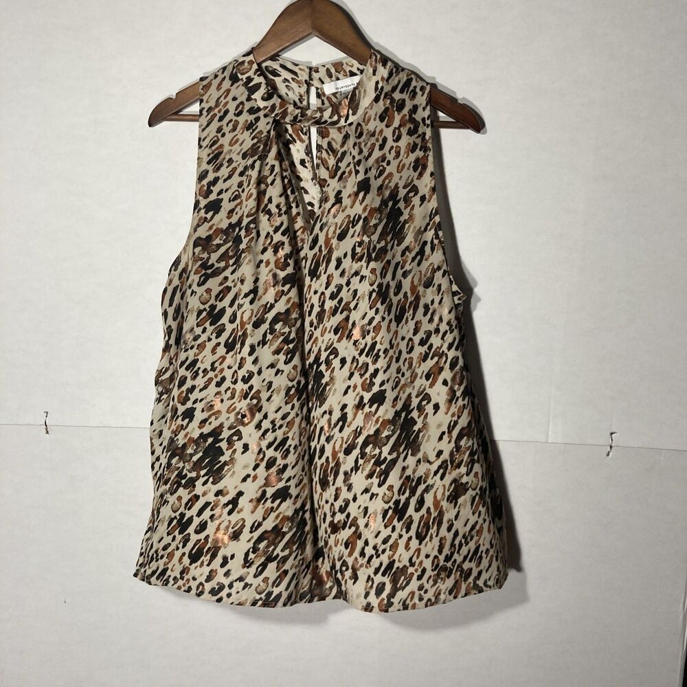 FOURTEENTH PLACE tan gold multicolor animal print keyhole sleeveless top XL